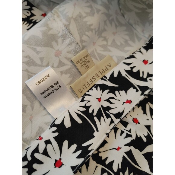 Boho Chic Flower Power Retro Chic Apple Seeds Size 12 Black/White Short Pants - Picture 4 of 4